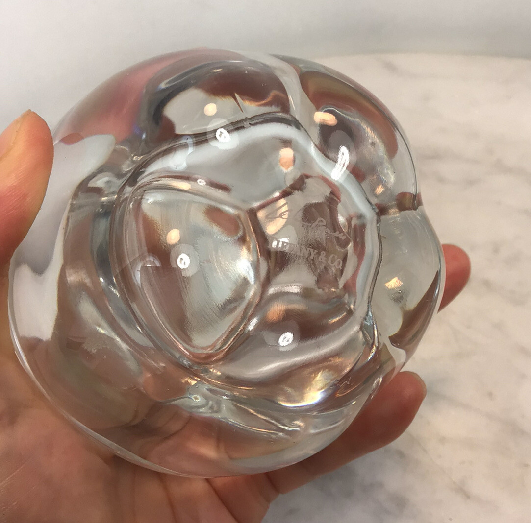 TIFFANY & CO Elsa Peretti Crystal Glass Apple Jam Lidded Jar TIFFANY & CO Elsa Peretti Crystal Glass Apple Jam Lidded Jar