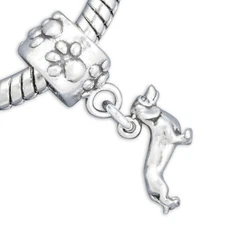 Dachshund Wiener Dog Doxie 925 Solid Sterling Silver European Dangle Bead Charm