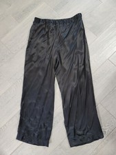 VTG Christine Phillipe Black Pants 100 Silk Elastic Waist Flowy 90s Sz SMALL