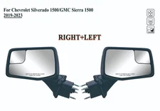 Pair Right and Left Side Mirror Power Chrome+Texture Cover for GMC Sierra 19-25