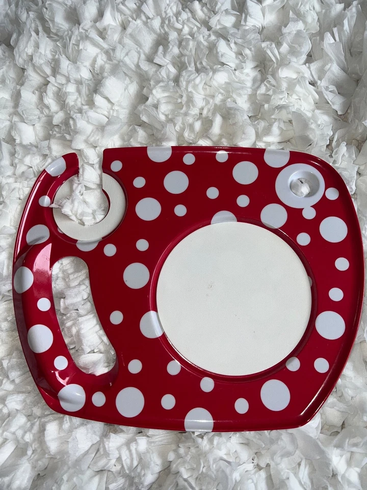 4 Bandejas Antideslizantes para Cena Patrón de Enrejado TV Fiesta Niños y Adultos Rojo Blanco Foto 4 de 4