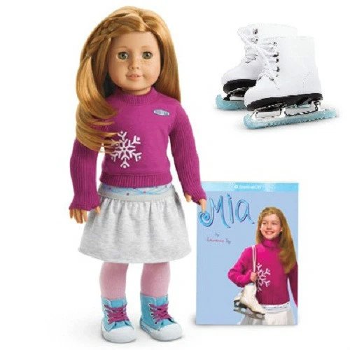 American Girl MIA DOLL Performance Ice SKATES skater book FAST