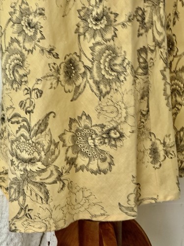 Linen Skirt S Long A-line Elastic Waist, USA Made Vintage Butter Yellow Floral - Picture 6 of 11