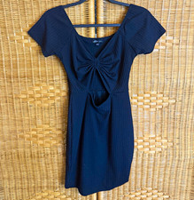Black Bodycon Mini Dress Cut Out Short Sleeve Knit SMALL