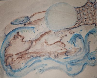 ''By The Sea'' , watercolor, Fleischer    ships from usa   ** cyber sale** 