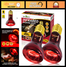75W Reptile Heat Lamp Bulb 2PCS - Infrared Emitter for Amphibians Reptiles