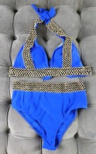 Women's Blue/Gold Halter Bikini