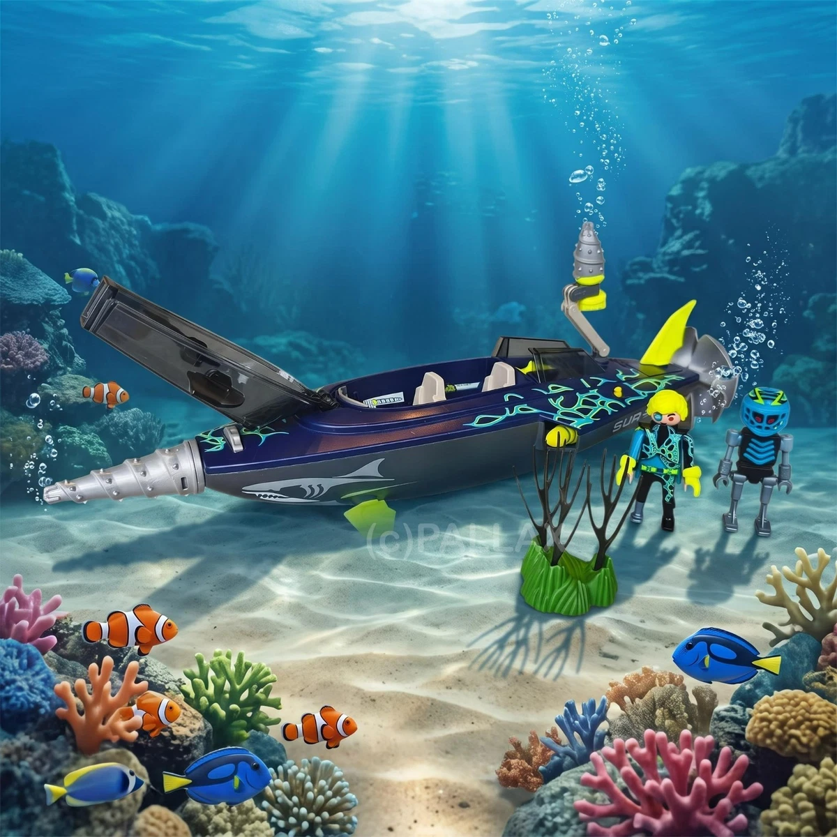 PLAYMOBIL 70005 TOP AGENTS TEAM S.H.A.R.K. DRILL DESTROYER + BOX / 2018