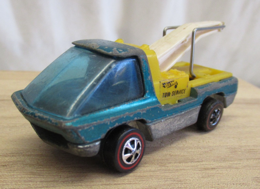 Vintage Redline Hot Wheels 1970 Met Aqua Tow Truck - The Heavy Weights Hk #6450