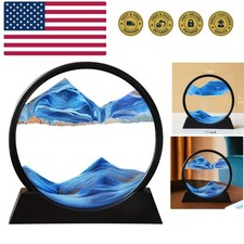 Moving Sand Art Picture - Liqud Motion Round Glass 3D Deep Sea Landscape,Dyna...
