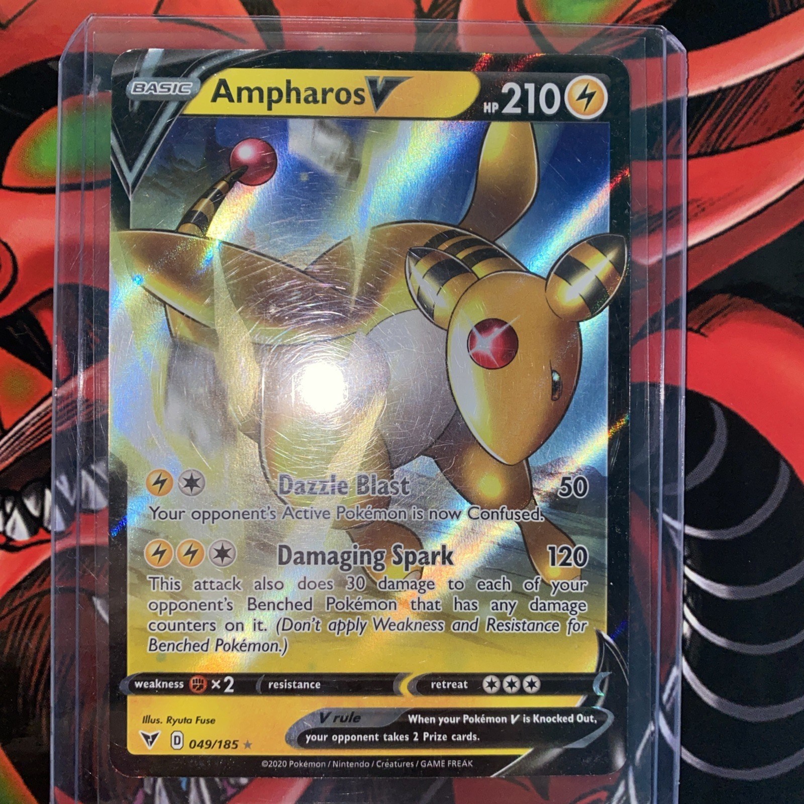 Ampharos V - 049/185 - Ultra Rare SWSH04: Vivid Voltage  - NM