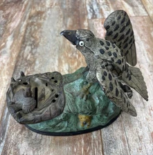 1883 Dated Cast Iron Bank Eagles And Eaglets Works Original Great Paint!