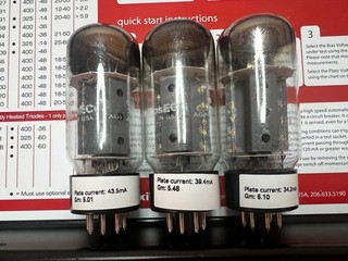 Trio of Sylvania Phillips ECG 6CA7 fat bottle