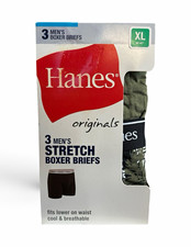 Hanes Originals Stretch Breathable Moisture Wicking Boxer Briefs 3-Pack XL