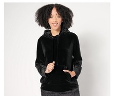 by Stacy London Women's Plush Velvet Hoodie Black XS A662055