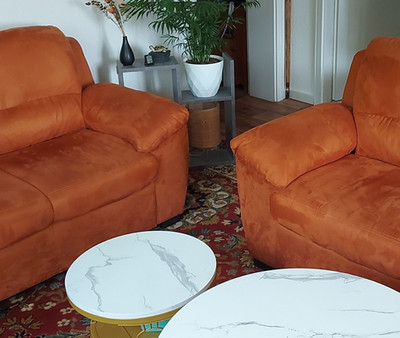 Otto Couchgarnitur 2-tlg Sofa+Sessel Velours Orange 5-Sitzer 175x85x55