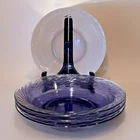 Vintage 4 Pyrex Festival Amethyst Soup Cereal Bowls 7.5" Purple Glass Swirl READ
