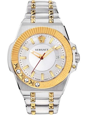 Versace VEDY00519 Chain Reaction Multifunktion Quarz Herren Silber Gold, Silb...