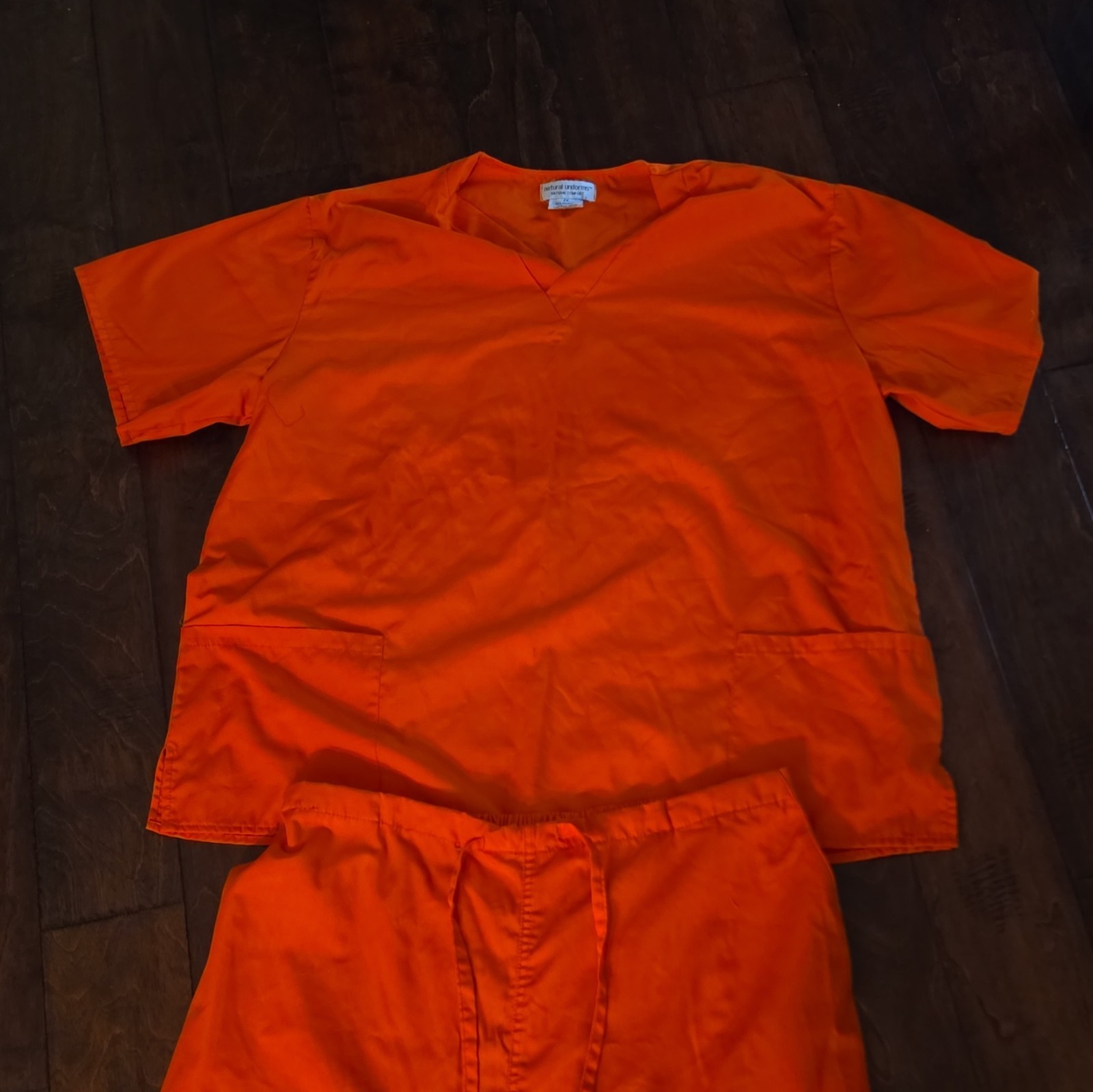 Natural Uniforms Orange Scrub Set 2X Plus Size Top Pants Costume Prisoner - second product detail image