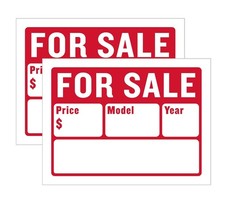 Large 12 x 16 For Sale Sign for Cars and Auto Sales 2-Pack   2-Line Design fo...