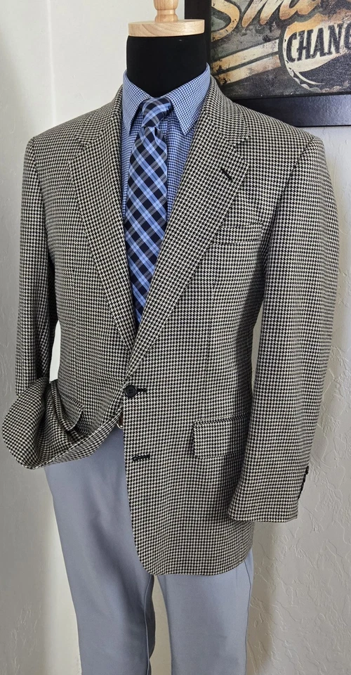 Abrigo Deportivo Blazer Pata de Gallo Mini Traje Chaqueta Stafford 38R Tweed De Colección Foto 2 de 4
