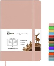 Leather Journal Notebook with Lined Pages, 100gsm Thick Paper, Inner Pocket,