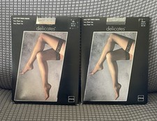 2 Pair Vtg JC Penney Delicates Lace Top Thigh High Stockings Size 3 Black  Tan