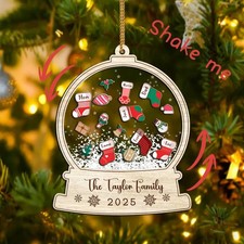 Personalized Stocking Family Shaker Ornament,Custom Family Christmas Ornament