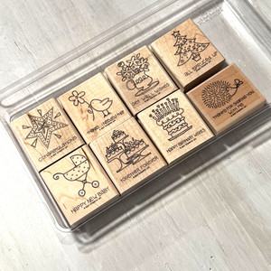 Stampin' Up! Stamps Occasions Sentiments "Fun & Fast Notes" Set Of 8 wood stamps