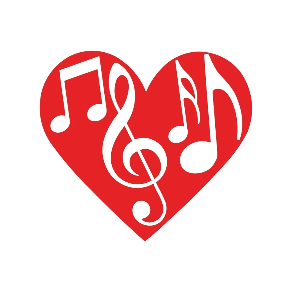 Music Heart Shape Vinyl Decal Musical Love symbol Sticker - Image 1 of 1