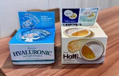 Esfolio Hydrogel Eye Patches + Half and Half Cream Duo Pack Set Brand New