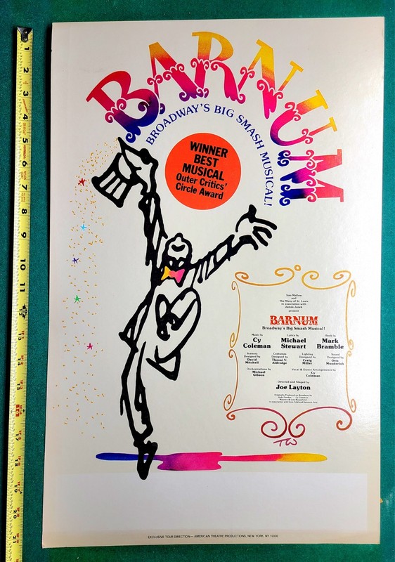 "'BARNUM" Window Card Poster 1980 Broadway 14"x22" Vintage Original 