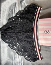 Vintage Body By Victoria's Secret Black Lace Bikini Panties Size XL NWOT