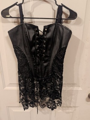 Black Faux Leather Lace Up Corset Women's Size M Goth Punk Rock Halloween Party