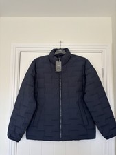 M&S MENS NAVY BLUE SHOWER RESISTANT STORMWEAR QUILTED PUFFER COAT JACKET Size L