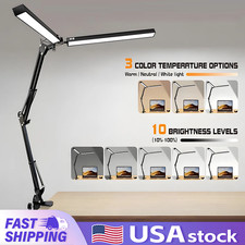 Adjustable Swing Arm LED Desk Lamp with Clamp, Eye-Caring Light for Work & Study
