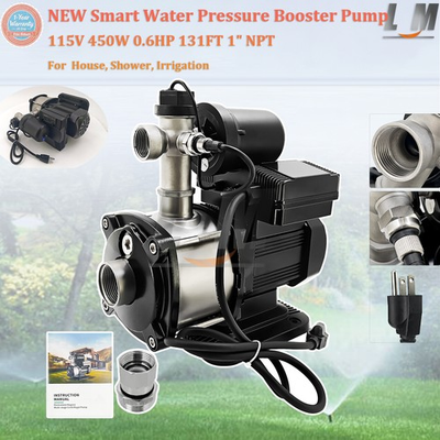 #ad #ad NEW 115V 450W Smart Water Pressure Booster Pump 0.6HP 131FT 1quot; NPT Whole House $285.00
