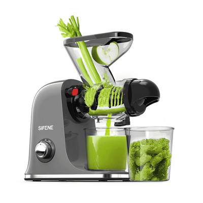 SiFENE Cold Press Juicer Machine 100W Compact Quiet Easy Clean Masticating Gray