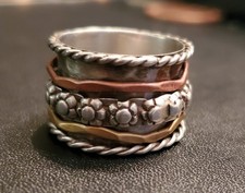 Sterling Silver 925 Chunky Balinese Spinner Band ring size 8.5