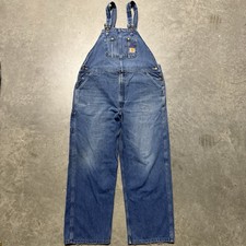 Vintage Carhartt Carpenter Denim Bib Overalls RO7DST Distressed Mens 42-30