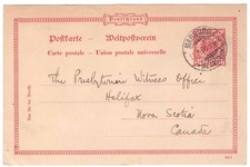 P 25/02 (998 f) Postkarte v. MARBURG *(BZ. CASSEL)b n. Halifax, Canada, 1900