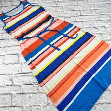 T by Talbots Womens XS Blue Multi Stripe Sleeveless Tie Waist Sheath Dress