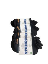4 Pack BOMBAS Youth Ankle Socks Black Honeycomb Size XS