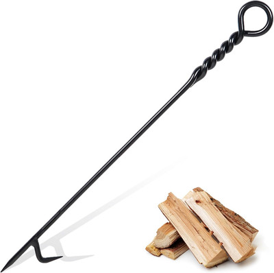 Fire Poker for Fire Pit, 40 Twisted Rope Design Fireplace Poker, Heavy Duty Hand