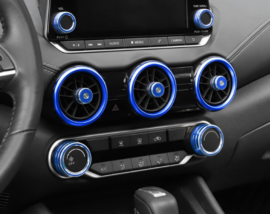 Fit For Nissan Sentra 2020 2021 Car Dashboard Console Knob blue Trim Cover 10pcs