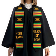 Personalized African American Kente Graduation Stole Class Of 2026 Sash Gift