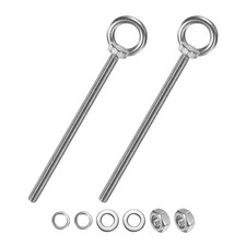 2-Sets Stainless Eyebolt M10x198mm Shoulder Lifting Eye Bolt with Nuts Washers