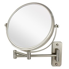 8 inch Wall Mounted Makeup Mirror 1X/10X Magnifying Brushed Nickel Finish