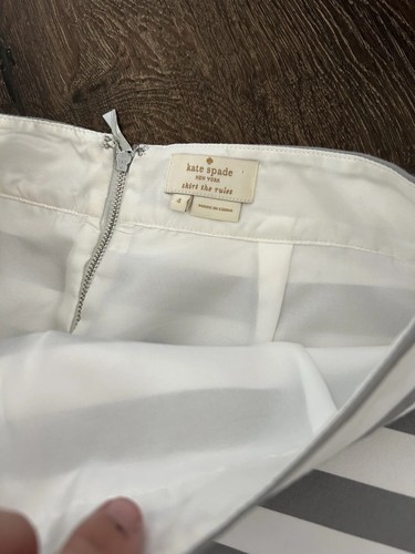 Falda Lápiz Kate Spade Marit Gris y Blanco Rayas Talla 4 - Imagen 4 de 7