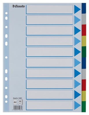 Esselte Kunststoff-Register, blanko, A4, PP, 10-teilig